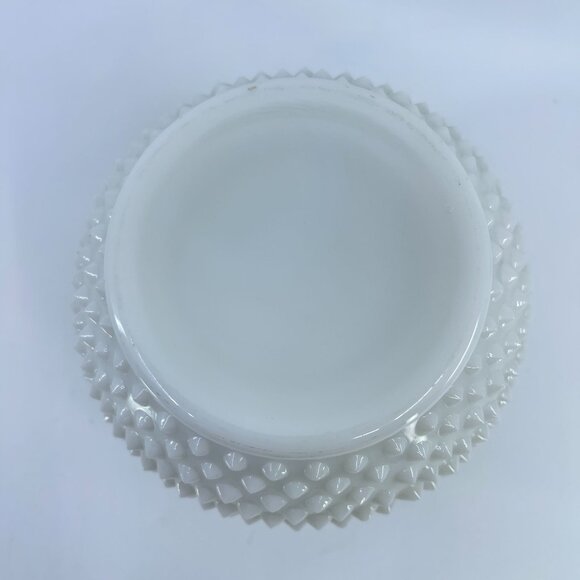 vintage fenton white milk glass hobnail ruffled edge vase 5" tall - Picture 6 of 6